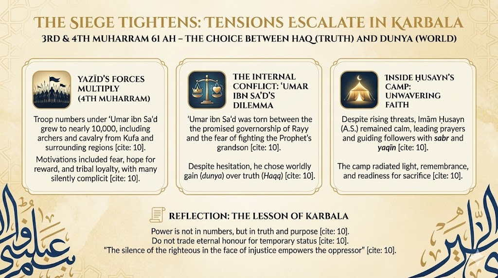 Karbala: Day 3 — Tensions Escalate & the Siege Tightens (4th Muharram 61 AH)