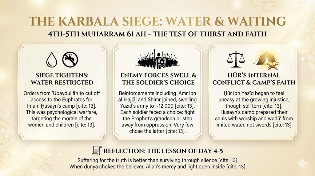 Karbala: Day 4 — Water Access Begins to Narrow (5th Muharram 61 AH)