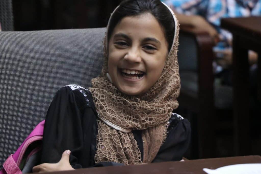 Girl smiling in session