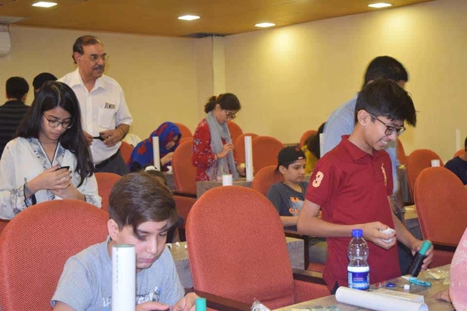 Children at astronomy workshop