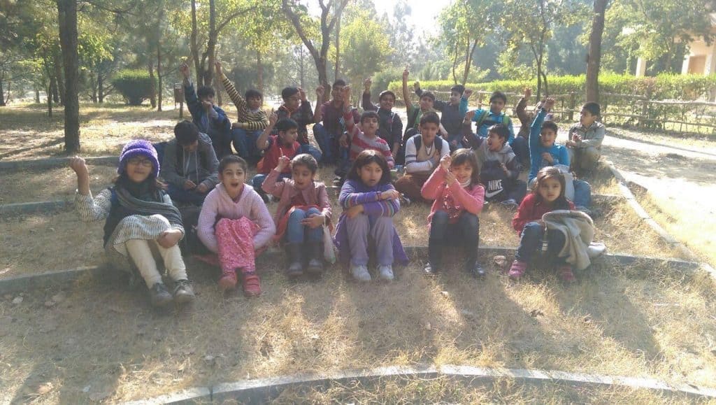 Kids on bench