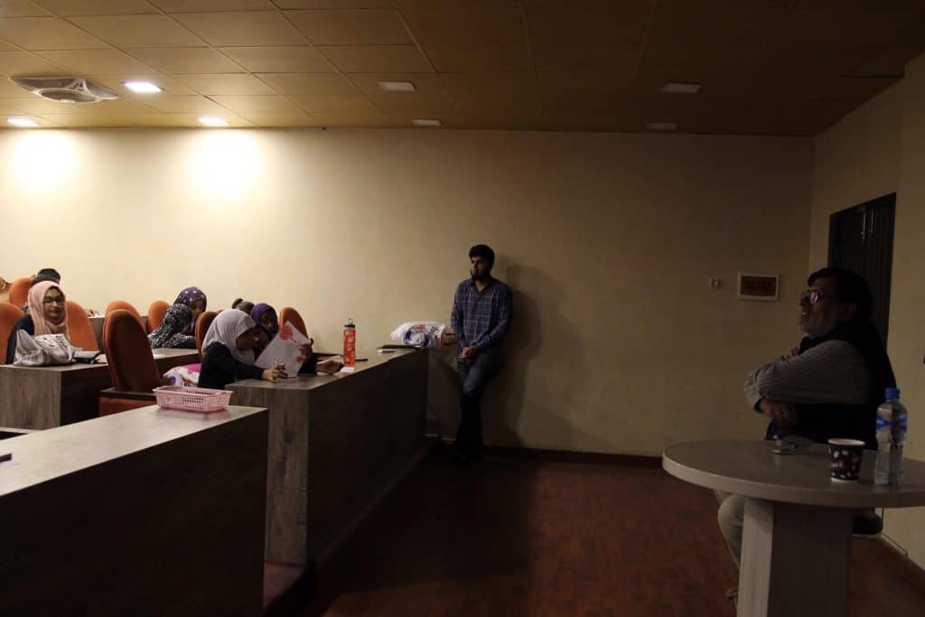 Classroom watching presentation